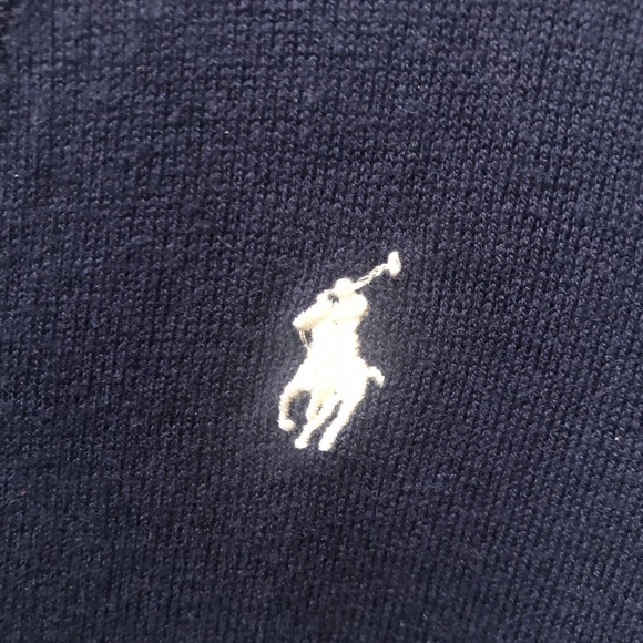 Polo Ralph Lauren V~Neck Sweater XL Navy Cashmere  Blend White Pony Casual Soft - Picture 3 of 5